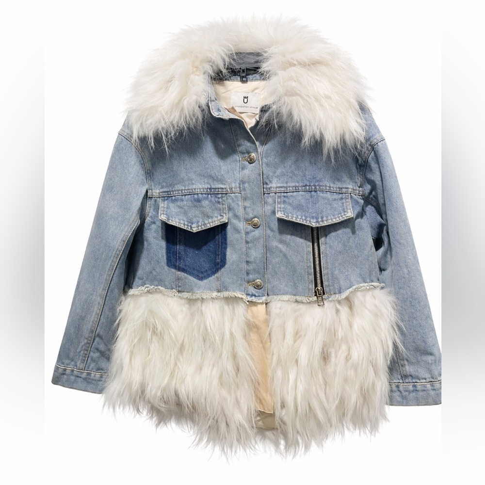 Denim Cropped Jean Jacket Luxury Small NWT 4 Designer Luxury Coat